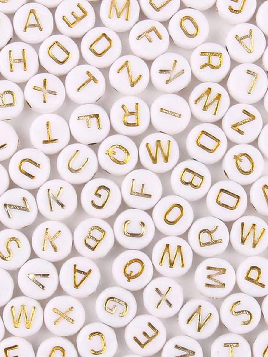 100顆亞克力字母珠字母珠字母珠手鍊和珠寶製作 - 彩色 - 查看 1