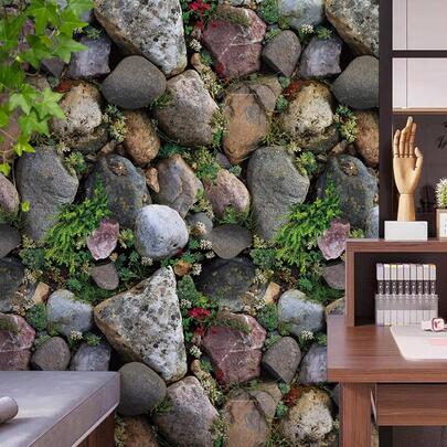 1 件石头图案墙纸自粘墙贴适用于客厅卧室装饰，翻新贴纸可撕墙板，墙纸，壁纸，春季装饰品让您的家焕然一新，拉玛装饰贴纸礼物生日毕业