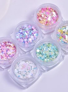 6 hộp nhũ trang trí móng tay hình tròn - Nhiều màu - Xem 3