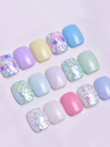 6 hộp nhũ trang trí móng tay hình tròn - Nhiều màu - Xem 4