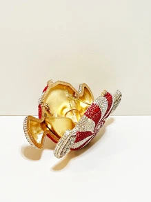 小型鑲嵌水鑽貨物形狀手拿包，閃爍晶瑩晚宴包豪華設計師水鑽手提包，適用於舞會、晚會活動場合，是她最好的禮物選擇 - 彩色 - 查看 10