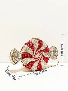 小型鑲嵌水鑽貨物形狀手拿包，閃爍晶瑩晚宴包豪華設計師水鑽手提包，適用於舞會、晚會活動場合，是她最好的禮物選擇 - 彩色 - 查看 4