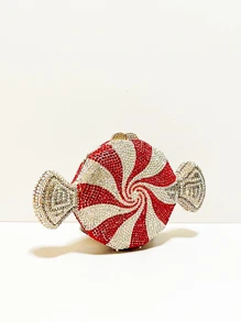 小型鑲嵌水鑽貨物形狀手拿包，閃爍晶瑩晚宴包豪華設計師水鑽手提包，適用於舞會、晚會活動場合，是她最好的禮物選擇 - 彩色 - 查看 6