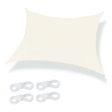 1入組米色防水遮陽帆花園遮陽布方形長方形戶外遮陽篷適用於陽台露台庭院游泳池停車場遮陽棚 - 米色 - 查看 7