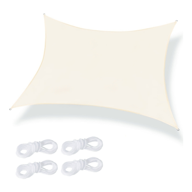 1入組米色防水遮陽帆花園遮陽布方形長方形戶外遮陽篷適用於陽台露台庭院游泳池停車場遮陽棚 - 米色 - 查看 7