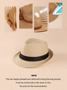 Kids Belt Decor Straw Hat - Beige - View 2