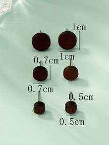 Round Stud Earrings - Brown - View 5