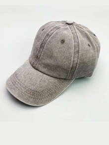 1 Pieza Gorra De Béisbol Vintage Para Hombre Con Color Sólido Y Aspecto Desgastado Para Actividades Al Aire Libre - Café integral - Ver 2