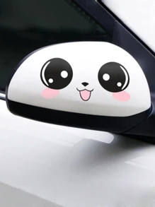 2pcs/set Cartoon Graphic Car Rearview Mirror Exterior Sticker - Pink - View 1
