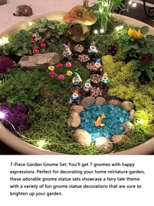 Mini Gonk Garden Set, 7pcs Gonk Resin Statue - Multicolor - View 3
