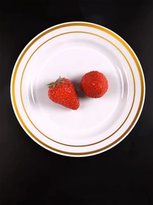 10pcs 19cm Gold Rimmed Dinner Plates For Restaurant Gathering - Gold - View 3