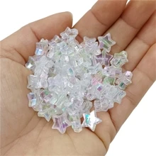 40入組AB顏色星形亞克力珠子DIY珠寶製作適用於手環,項鍊,吊墜,手工串珠 - 白色 - 查看 1