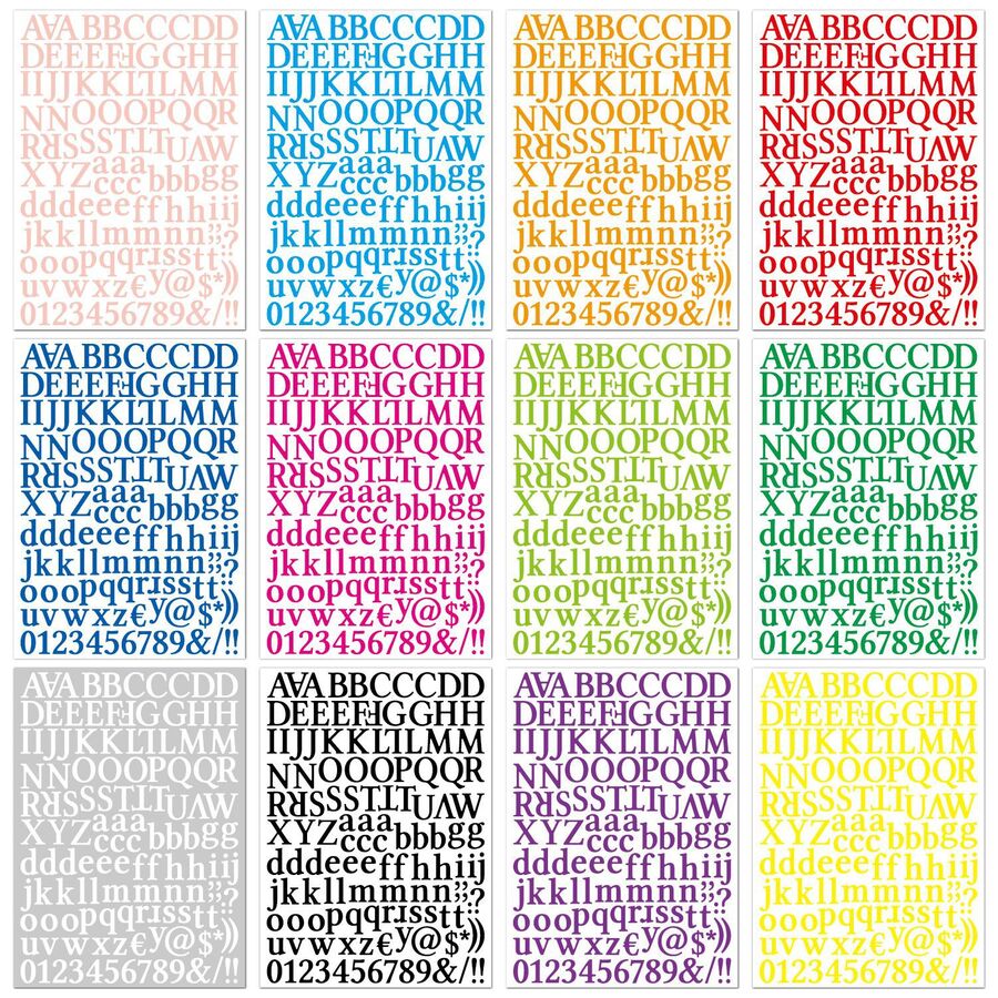 12入組字母圖案裝飾貼紙 - 彩色 - 查看 1