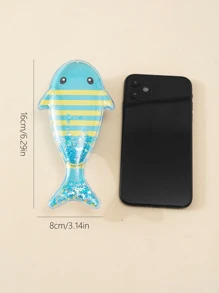 便携式顺发桨刷，1 件亮片装饰鱼形设计儿童梳子 - 藍色 - 查看 4