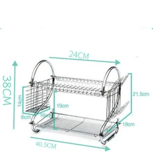 Kitchen Dish Rack Double-Layer Drainage Holder With Multiple Storage Layers For Tableware Collection - Silver - View 5