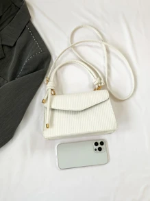 新款白色復古針織質感紋理女士手提包肩膀和斜挎包 - 白色 - 查看 5