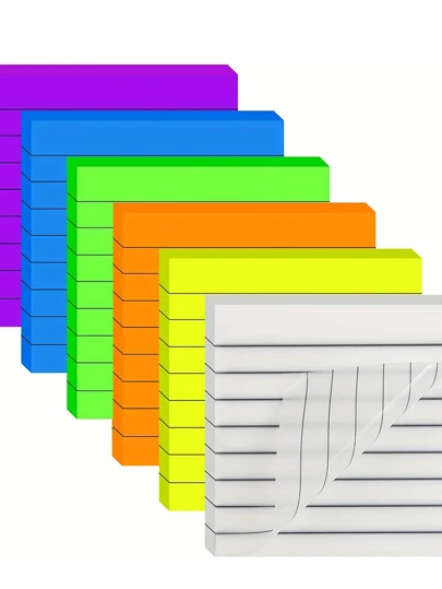 6 szt. karteczek samoprzylepnych w przezroczystej linii, 6 jasnych, samoprzylepnych przezroczystych notesów, wodoodporna, półprzezroczysta notatka z liniami (3x3 cale, 300 szt.)