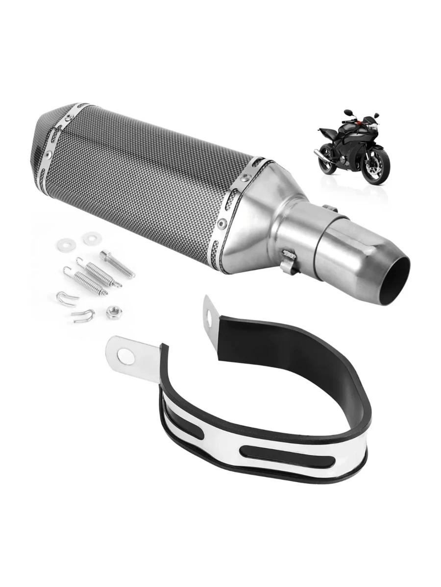 "Escape de alto rendimiento para motos deportivas: Mejora tu rendimiento y estilo" - Blanco y Negro - Ver 1