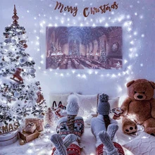 JMEXSUSS 33ft 100 LED White Christmas Lights, 8 Modes Connectable Clear Wire Twinkle Fairy String Lights Indoor, Plug-In Christmas String Lights Outdoor Waterproof For Christmas Wedding Party Tree - Putih - View 3