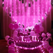 JMEXSUSS Connectable 100 LED Room Lights, 33ft 8 Modes Pink Christmas Lights Clear Wire, Plug In Pink String Lights Indoor Outdoor For Room Decor Christmas Tree Bedroom Valentines Party - Berwarna merah muda - View 2