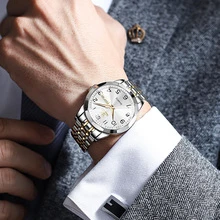 OLEVS. OLEVS Men Watches Gold Silver Business Dress Luxury Wrist Watch Luminous Easy Reader Waterproof Stainless Steel Watch For Men - 彩色 - 查看 3