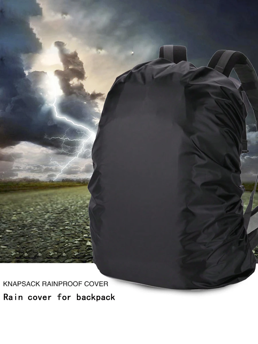黑色防水袋罩，防塵耐用，適用於徒步攀登背包雨罩，超輕便攜，適用於遠足露營旅行戶外通勤學校用品，教師禮物送回學校教師配件、學校用品 - 黑色 - 查看 1
