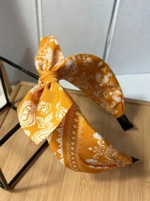 Diadema con estampado de paisley con diseño de lazo - Amarillo - Ver 4