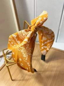 Diadema con estampado de paisley con diseño de lazo - Amarillo - Ver 2