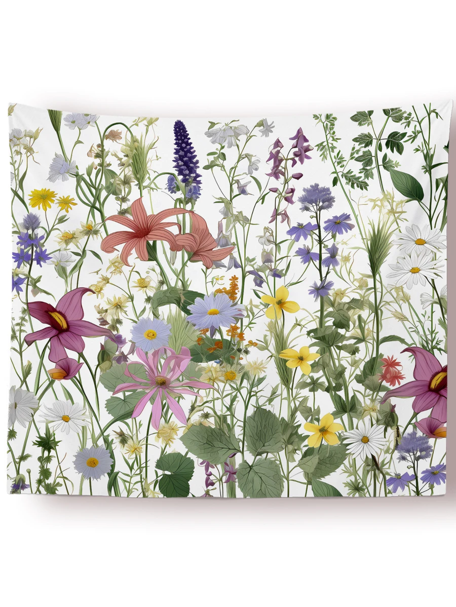 1入組花朵圖案掛毯,現代織物掛毯海報掛飾適用於臥室審美 - 彩色 - 查看 1