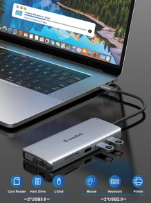 Multiport USB C Hub Extender - Silver - View 6