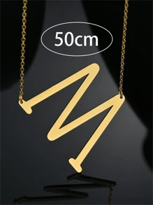 1pc Fashion Simple Elegant Lady Style Golden 26 Letters Large Letter Pendant Necklace