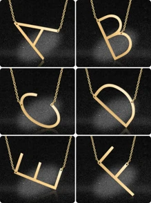 1pc Fashion Simple Elegant Lady Style Golden 26 Letters Large Letter Pendant Necklace