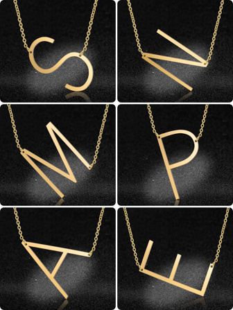 1 st modetrend enkel elegant damstil gyllene 26 bokstäver stort brevhängande halsband