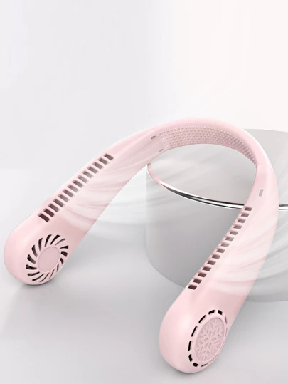 1pc ABS Portable Neck Fan, Modern Pink Rechargeable Hand-free Bladeless Fan For Summer
