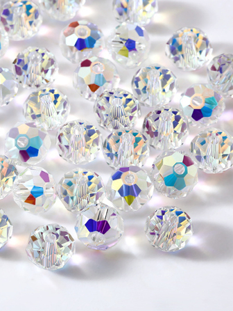 Diy Jewelry Crystal Accessory Beaded Faceted Glass Crystal In White Ab