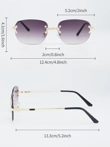 1副男士新款复古金属无框时尚眼镜，时尚嘻哈无框時尚眼鏡 - 灰色 - 查看 4