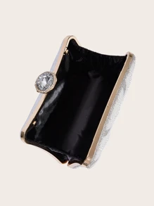 Túi buổi tối sáng bóng được trang trí bằng ngọc trai giả & rhinestone - Màu be - Xem 6