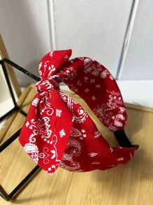 1pc Elegant Cashew Flower Bow Headband, Patterned Wide Brim Headband, Women's Headscarf, Rabbit Ear Elastic Headband, Cute Bow Hair Band, Hair Accessories,Hairband,Hair Hoop Headbands ,Head Piece