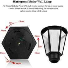 2pcs Led Waterproof Solar Wall Lamp Hexagonal Outdoor Solar Lamp For Garden - Black - View 6