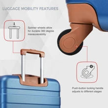 MERAX Luggage Sets New Model Expandable ABS Hardshell 3pcs Luggage Hardside Lightweight Durable Suitcase Sets Spinner Wheels Suitcase With TSA Lock 20''24''28'' - 寶藍色 - 查看 6