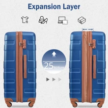 MERAX Luggage Sets New Model Expandable ABS Hardshell 3pcs Luggage Hardside Lightweight Durable Suitcase Sets Spinner Wheels Suitcase With TSA Lock 20''24''28'' - 寶藍色 - 查看 4