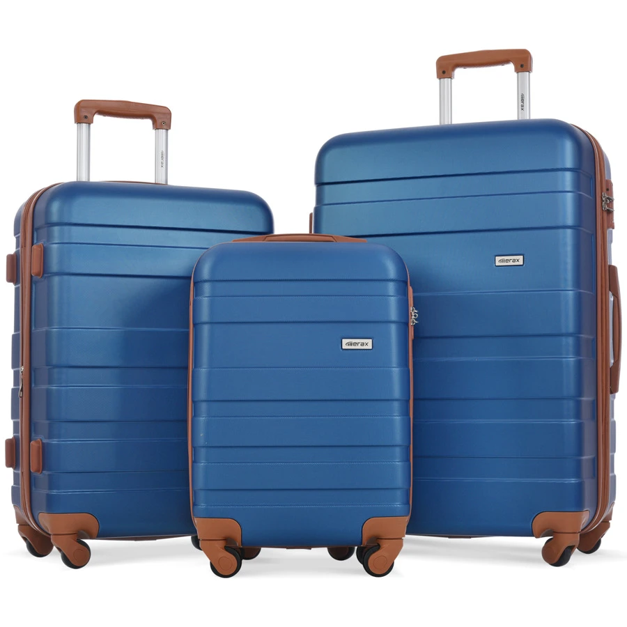MERAX Luggage Sets New Model Expandable ABS Hardshell 3pcs Luggage Hardside Lightweight Durable Suitcase Sets Spinner Wheels Suitcase With TSA Lock 20''24''28'' - 寶藍色 - 查看 1