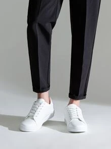 SHOESMALL White Fashion Sneakers Business Casual Shoes For Men - White - View 2