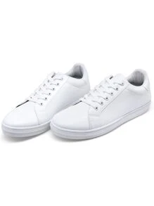 SHOESMALL White Fashion Sneakers Business Casual Shoes For Men - White - View 4