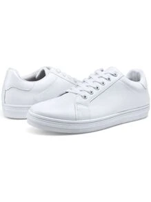 SHOESMALL White Fashion Sneakers Business Casual Shoes For Men - White - View 3