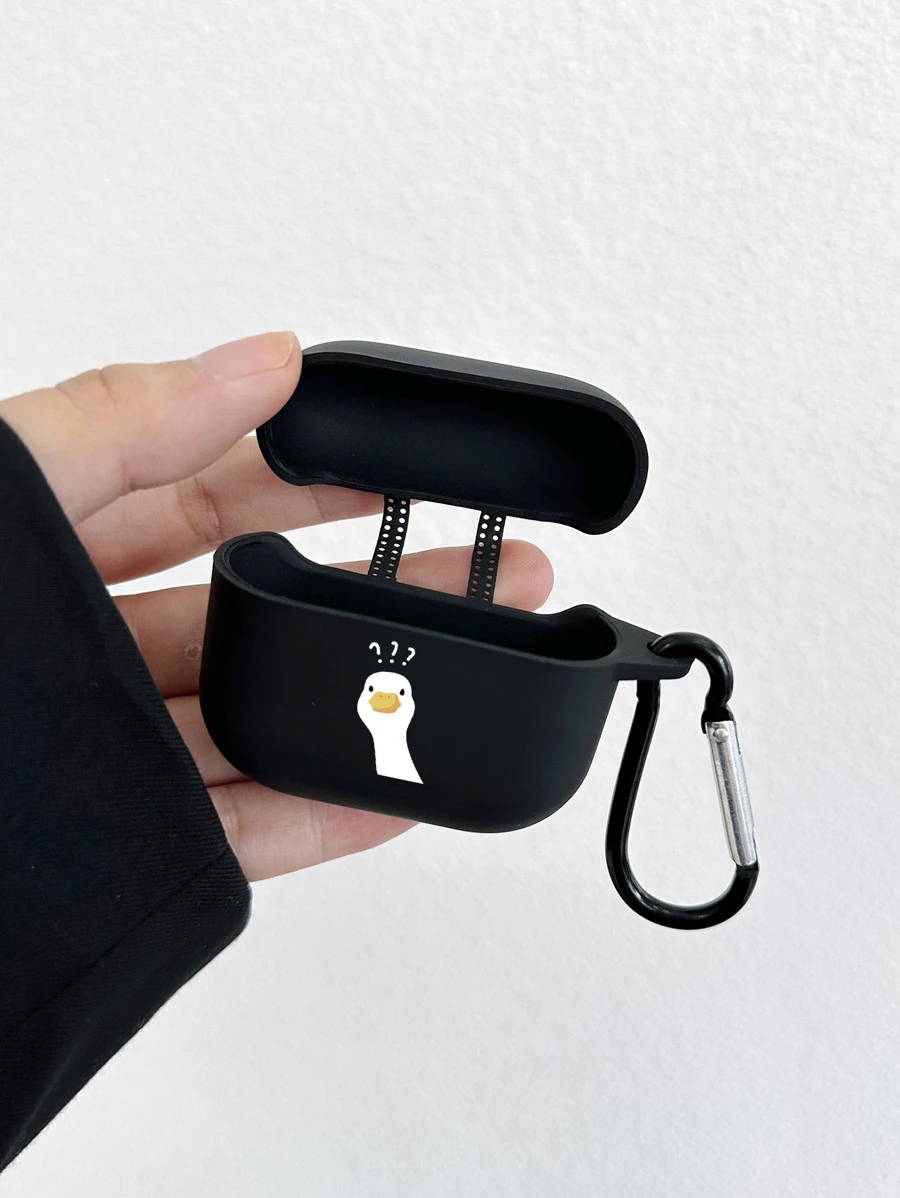 1 个问号哑光白鹅形耳机盒带挂钩，兼容 Apple 蓝牙耳机（仅耳机盒，不含耳机） - 彩色 - 查看 1