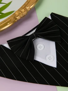 1pc Soft And Handsome Striped Suit With Adjustable Pet Bib For Cats And Dogs, Perfect For Valentine's Day, Wedding And Proposal Decoration For Pets - Black - View 2