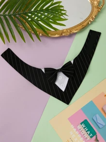 1pc Soft And Handsome Striped Suit With Adjustable Pet Bib For Cats And Dogs, Perfect For Valentine's Day, Wedding And Proposal Decoration For Pets - Black - View 4
