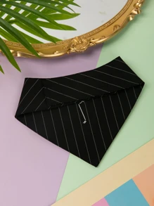 1pc Soft And Handsome Striped Suit With Adjustable Pet Bib For Cats And Dogs, Perfect For Valentine's Day, Wedding And Proposal Decoration For Pets - Black - View 3