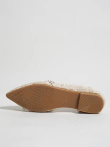 Women's Pearl Decor Flat Shoes, Ladies' Pointed Toe Hollow Out Career Shoes